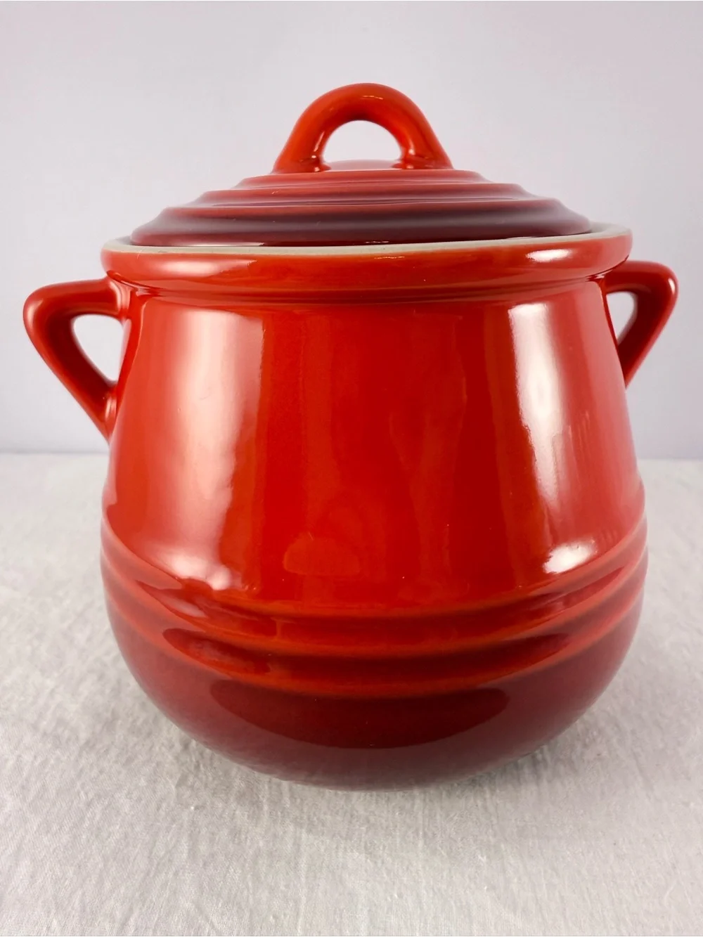 Le Creuset Red Ombré/Cerise Stoneware Mini Bean Pot with Lid